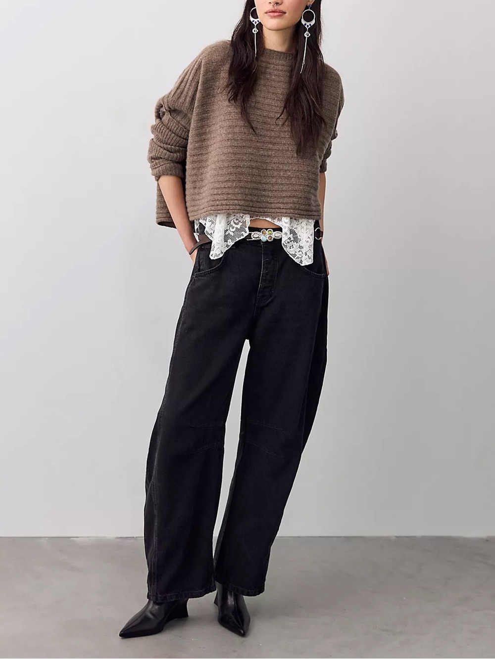 Free People We The Free Good Luck Mid-Rise Barrel Jeans 29 Soundwave NWT